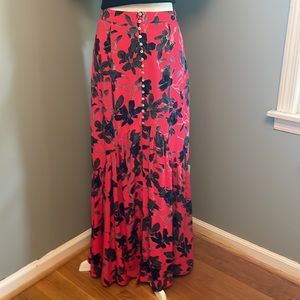 FREE PEOPLE Red Floral Maxi Skirt 4.